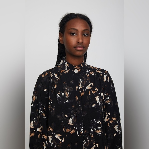 Just Female Robe Asti Bloom Black Floral Long Sleeve Dress size 34/US small - Picture 4 of 16